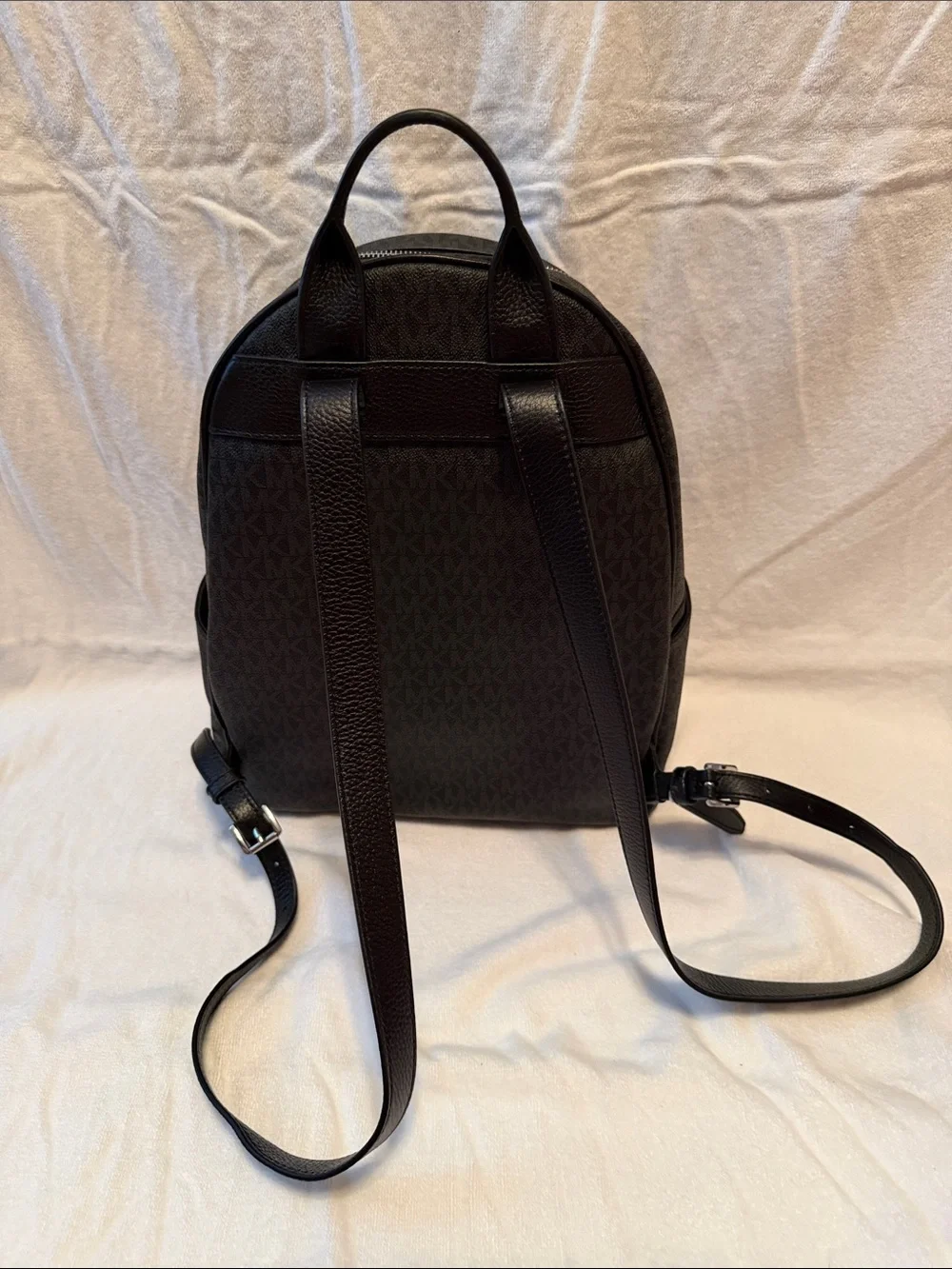 Michael Kors Dark Brown/Black MK Logo Backpack with Metallic Logo